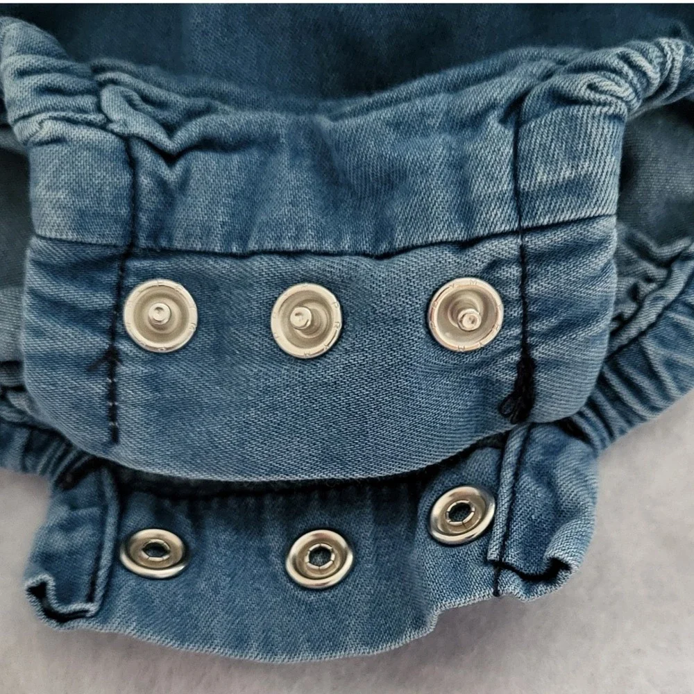 Ruffle Butts Denim Overalls Romper 12 18 Months Girls Summer Bubble Bottoms Blue